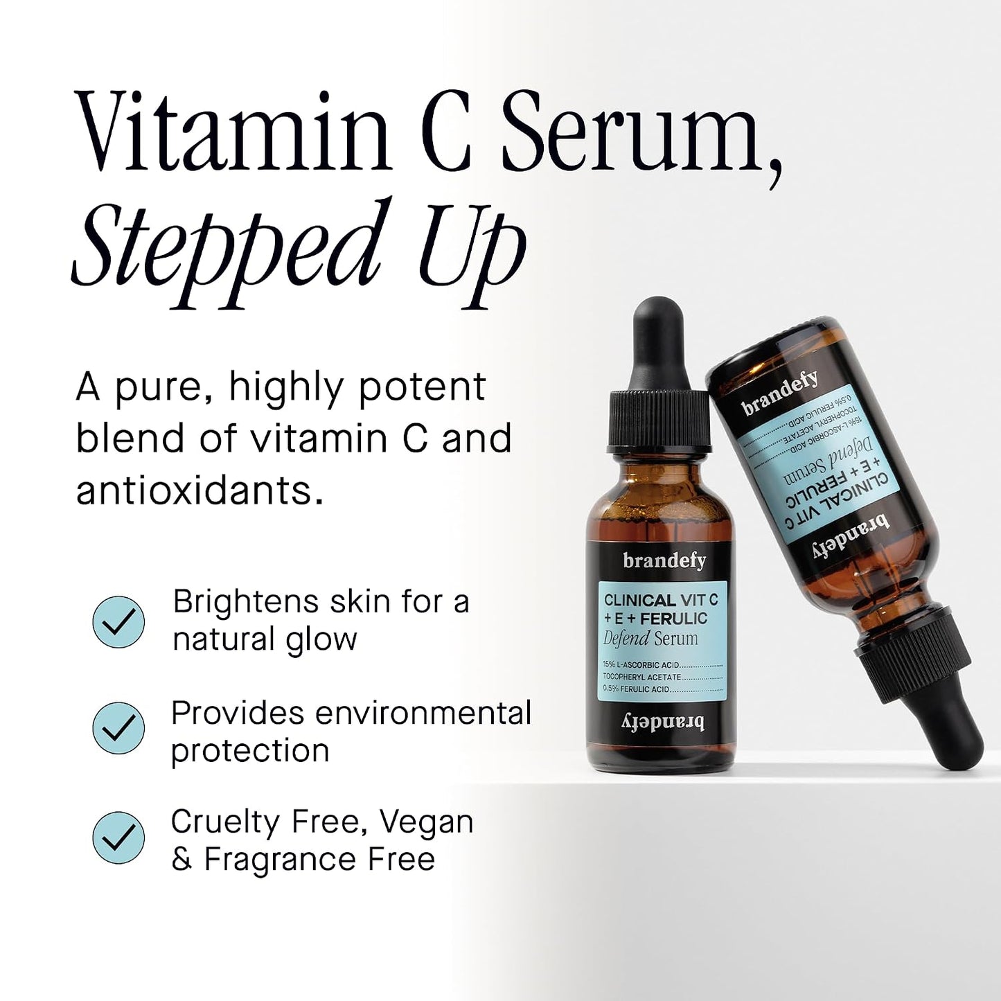 Brandefy Vitamin C Face Serum 15% L.Ascorbic Acid, Ferulic Acid .5% +Vitamin E